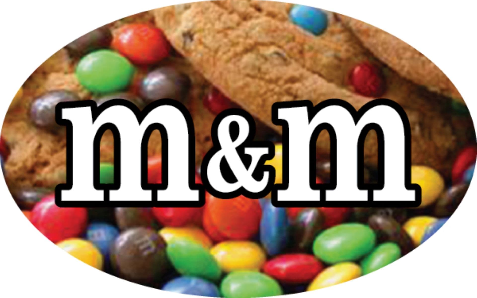 M & M Bakery Flavor Label 1.25X2 IN Oval 4 Color Process 500 Count/Roll 20 Rolls/Case 10000 Count/Case