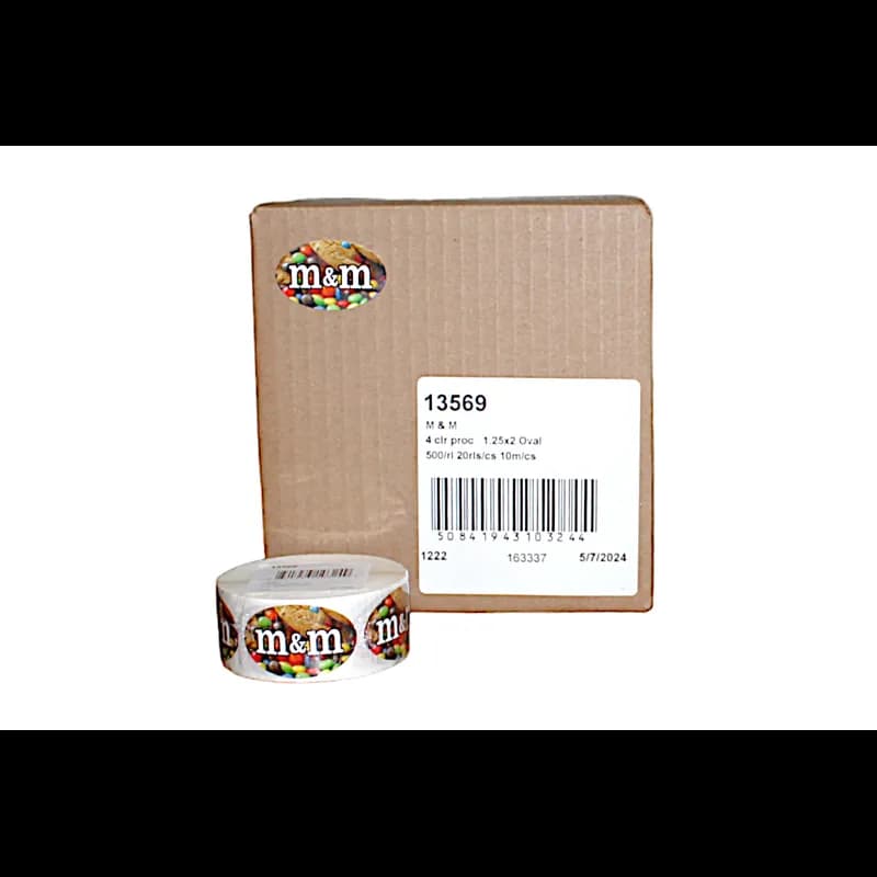 M & M Bakery Flavor Label 1.25X2 IN Oval 4 Color Process 500 Count/Roll 20 Rolls/Case 10000 Count/Case