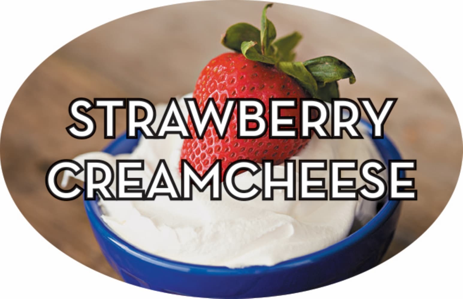Strawberry Creamcheese Bakery Flavor Label 1.25X2 IN Oval 4 Color Process 500 Count/Roll 5 Rolls/Sleeve