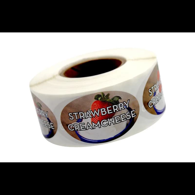 Strawberry Creamcheese Bakery Flavor Label 1.25X2 IN Oval 4 Color Process 500 Count/Roll 5 Rolls/Sleeve