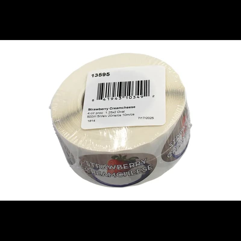 Strawberry Creamcheese Bakery Flavor Label 1.25X2 IN Oval 4 Color Process 500 Count/Roll 5 Rolls/Sleeve