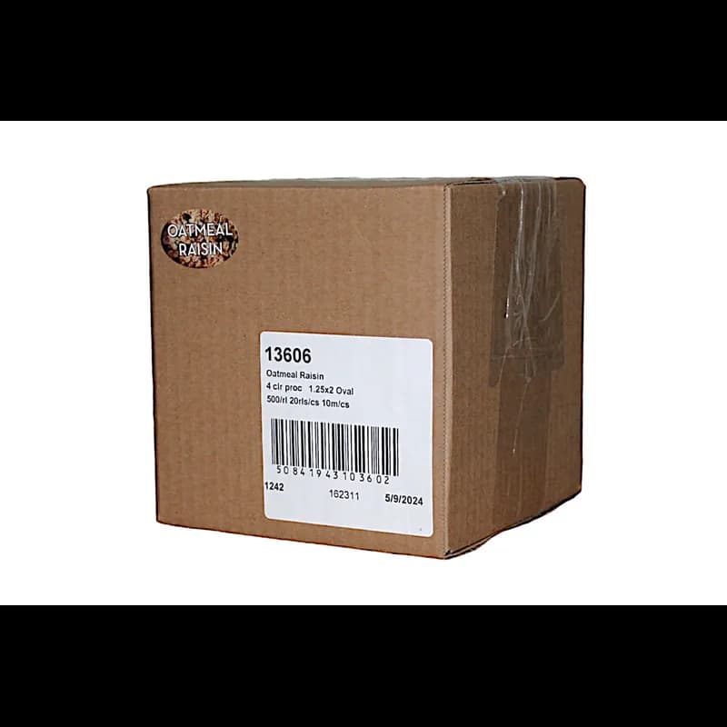 Oatmeal Raisin Bakery Flavor Label 1.25X2 IN Oval 4 Color Process 500 Count/Roll 20 Rolls/Case 10000 Count/Case
