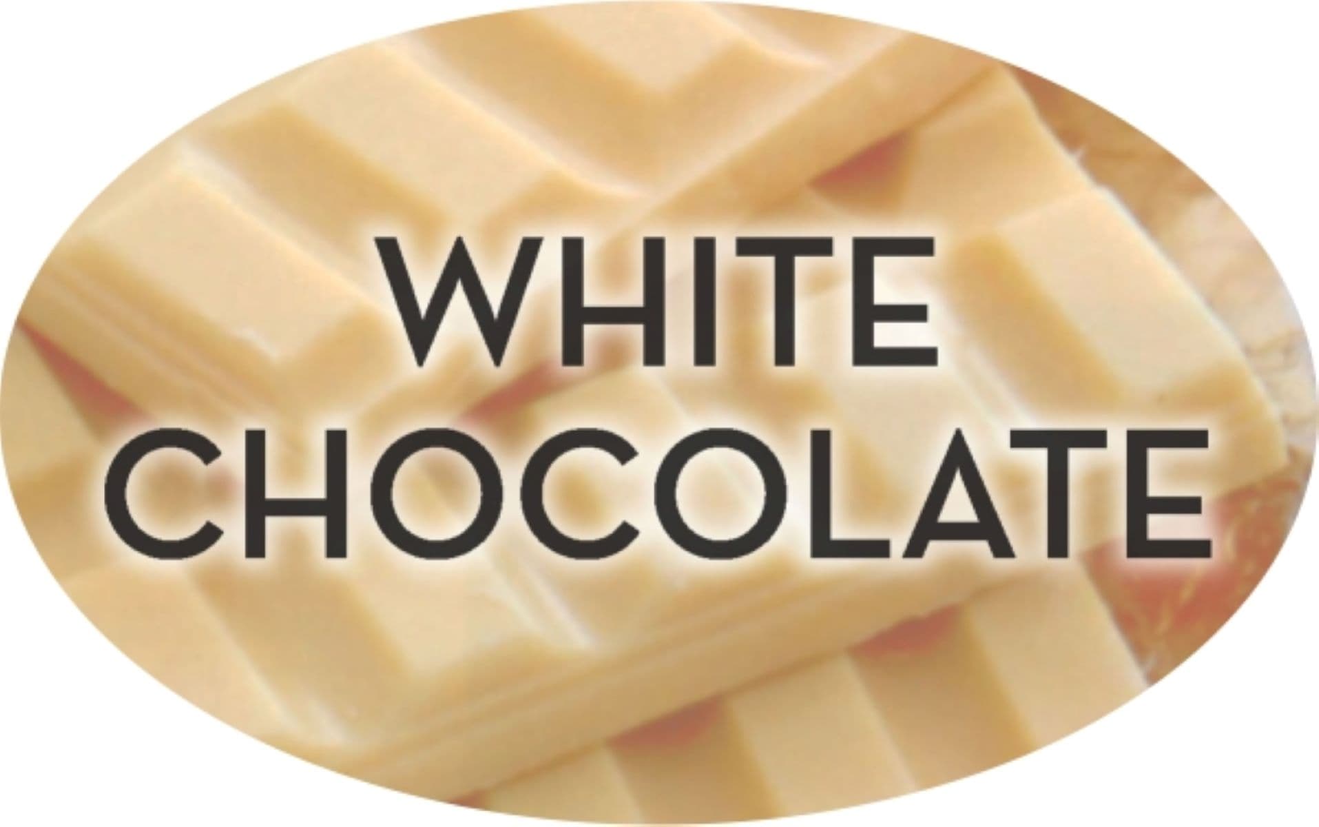 White Chocolate Bakery Flavor Label 1.25X2 IN Oval 4 Color Process 500 Count/Roll 20 Rolls/Case 10000 Count/Case