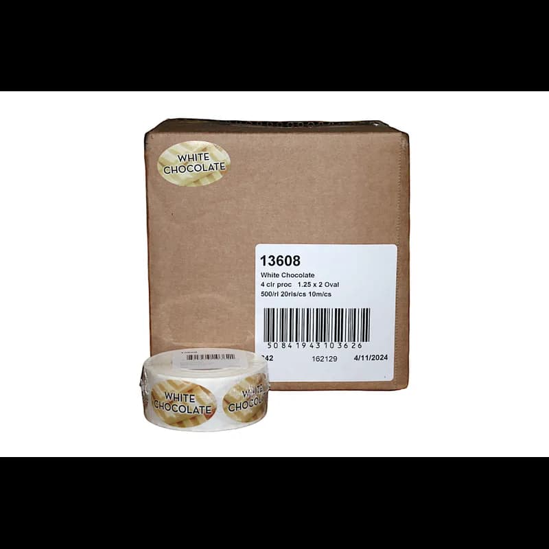 White Chocolate Bakery Flavor Label 1.25X2 IN Oval 4 Color Process 500 Count/Roll 20 Rolls/Case 10000 Count/Case