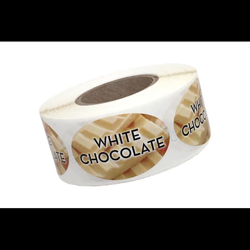 White Chocolate Bakery Flavor Label 1.25X2 IN Oval 4 Color Process 500 Count/Roll 20 Rolls/Case 10000 Count/Case