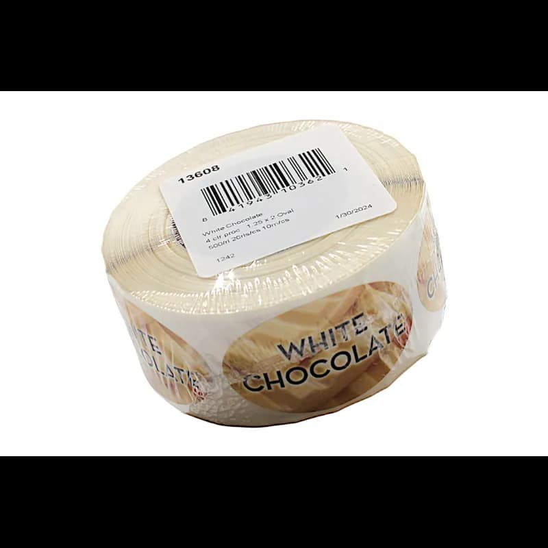 White Chocolate Bakery Flavor Label 1.25X2 IN Oval 4 Color Process 500 Count/Roll 20 Rolls/Case 10000 Count/Case