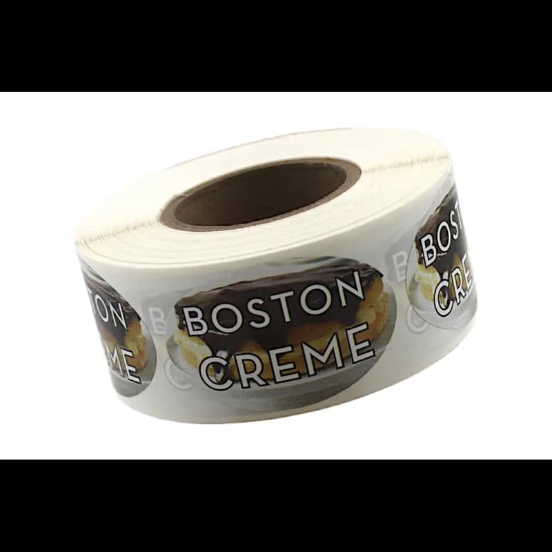 Boston Creme Bakery Flavor Label 1.25X2 IN Oval 4 Color Process 500 Count/Roll 5 Rolls/Sleeve