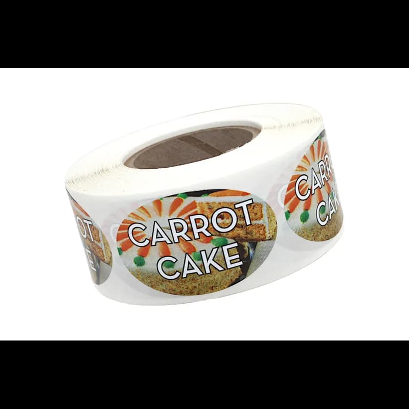 Carrot Cake Bakery Flavor Label 1.25X2 IN Oval 4 Color Process 500 Count/Roll 5 Rolls/Sleeve