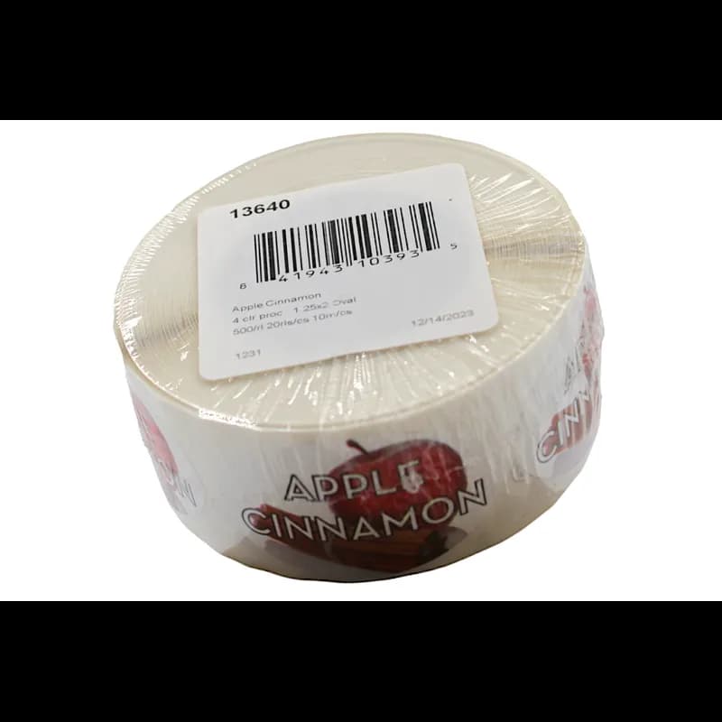 Apple Cinnamon Bakery Flavor Label 1.25X2 IN Oval 4 Color Process 500 Count/Roll 5 Rolls/Sleeve