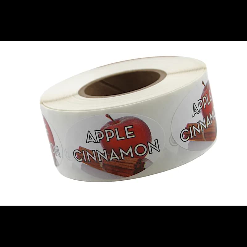 Apple Cinnamon Bakery Flavor Label 1.25X2 IN Oval 4 Color Process 500 Count/Roll 5 Rolls/Sleeve