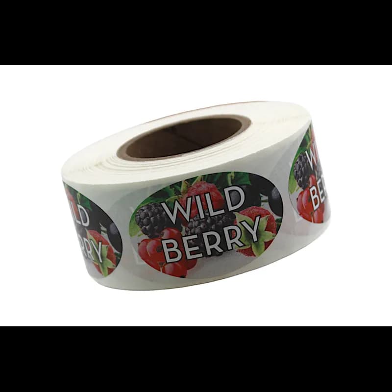 Wild Berry Bakery Flavor Label 1.25X2 IN Oval 4 Color Process 500 Count/Roll 5 Rolls/Sleeve