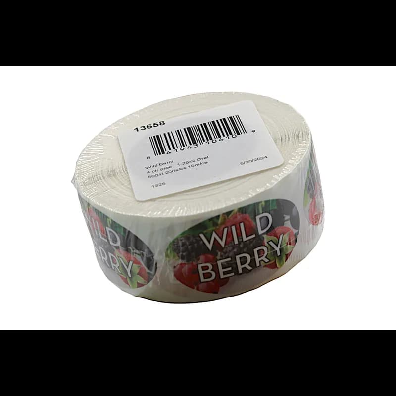 Wild Berry Bakery Flavor Label 1.25X2 IN Oval 4 Color Process 500 Count/Roll 5 Rolls/Sleeve