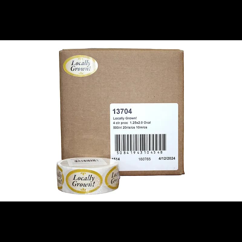 Locally Grown! Produce Flavor Label 1.25X2 IN Oval 4 Color Process 500 Count/Roll 5 Rolls/Sleeve