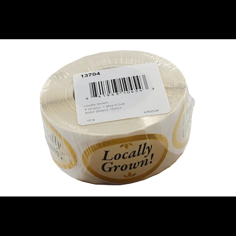 Locally Grown! Produce Flavor Label 1.25X2 IN Oval 4 Color Process 500 Count/Roll 5 Rolls/Sleeve