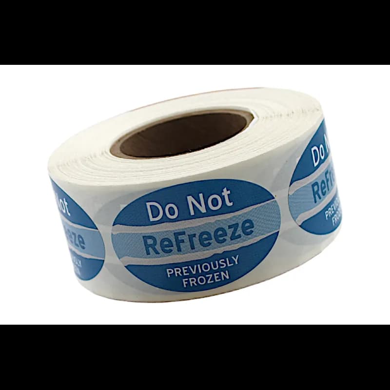 Do Not ReFreeze Previously Frozen Meat Flavor Label 1.25X2 IN Oval 4 Color Process 500 Count/Roll 5 Rolls/Sleeve