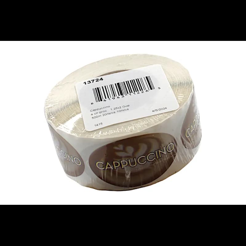 Cappuccino Bakery Flavor Label 1.25X2 IN Oval 4 Color Process 500 Count/Roll 20 Rolls/Case 10000 Count/Case