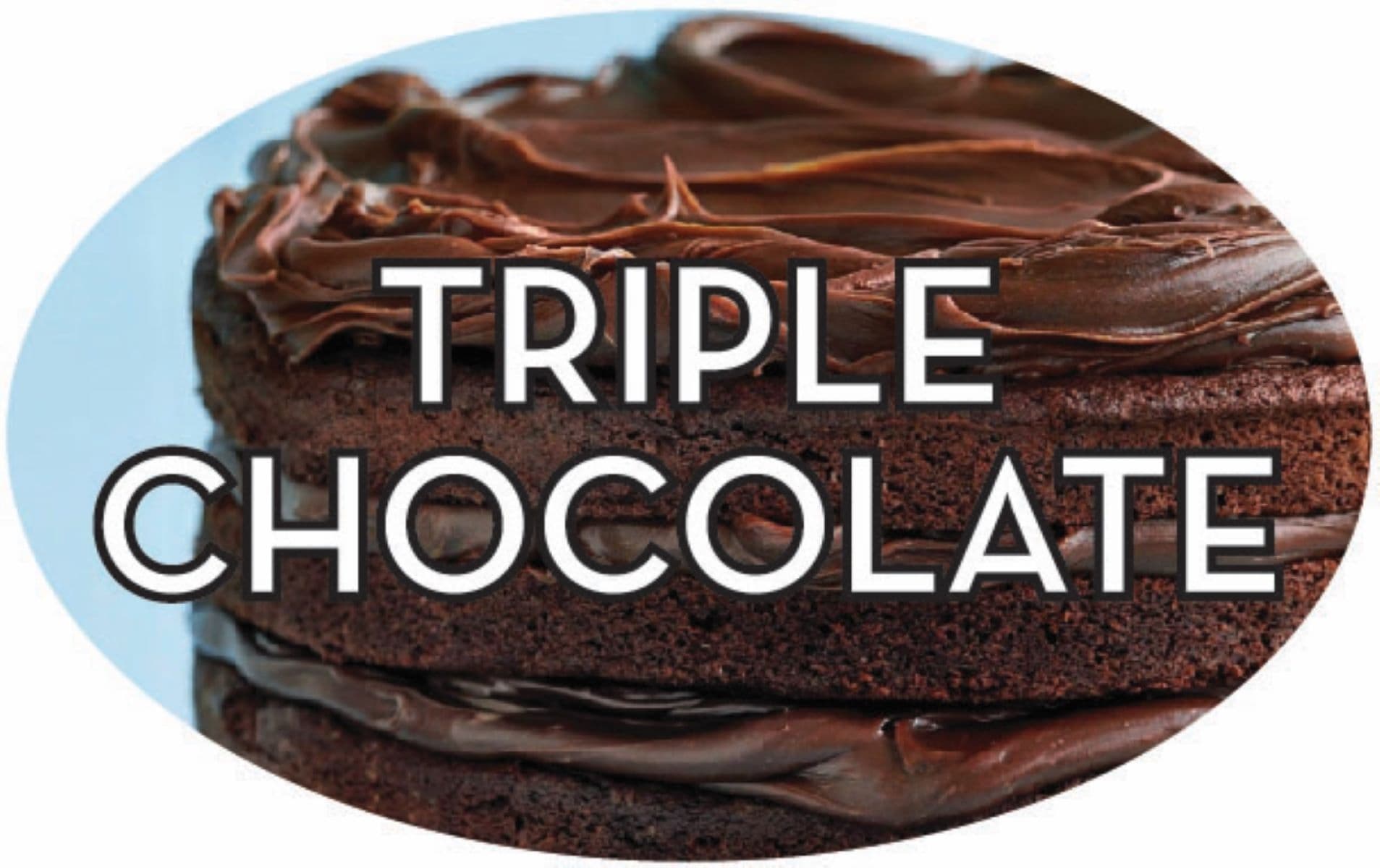 Triple Chocolate Bakery Flavor Label 1.25X2 IN Oval 4 Color Process 500 Count/Roll 20 Rolls/Case 10000 Count/Case