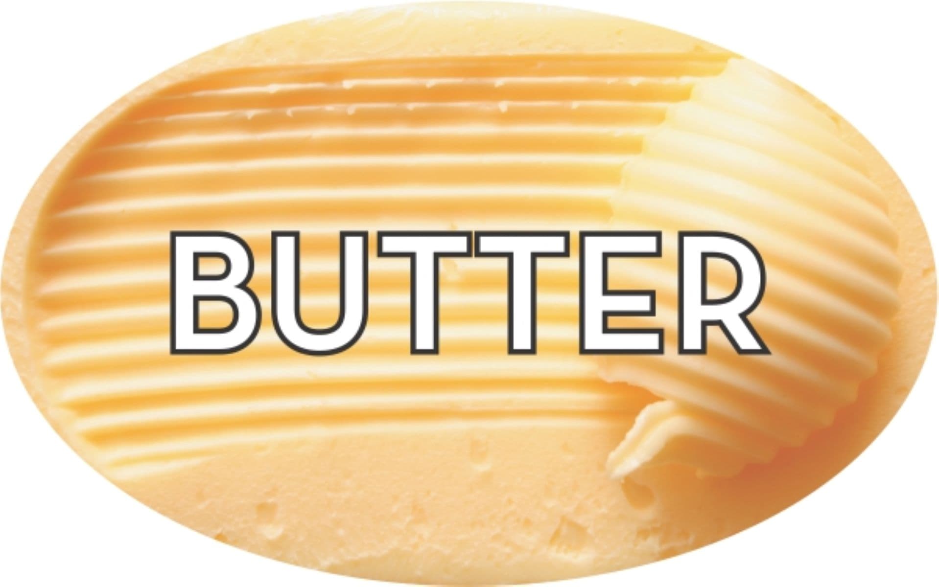 Butter Bakery Flavor Label 1.25X2 IN Oval 4 Color Process 500 Count/Roll 20 Rolls/Case 10000 Count/Case