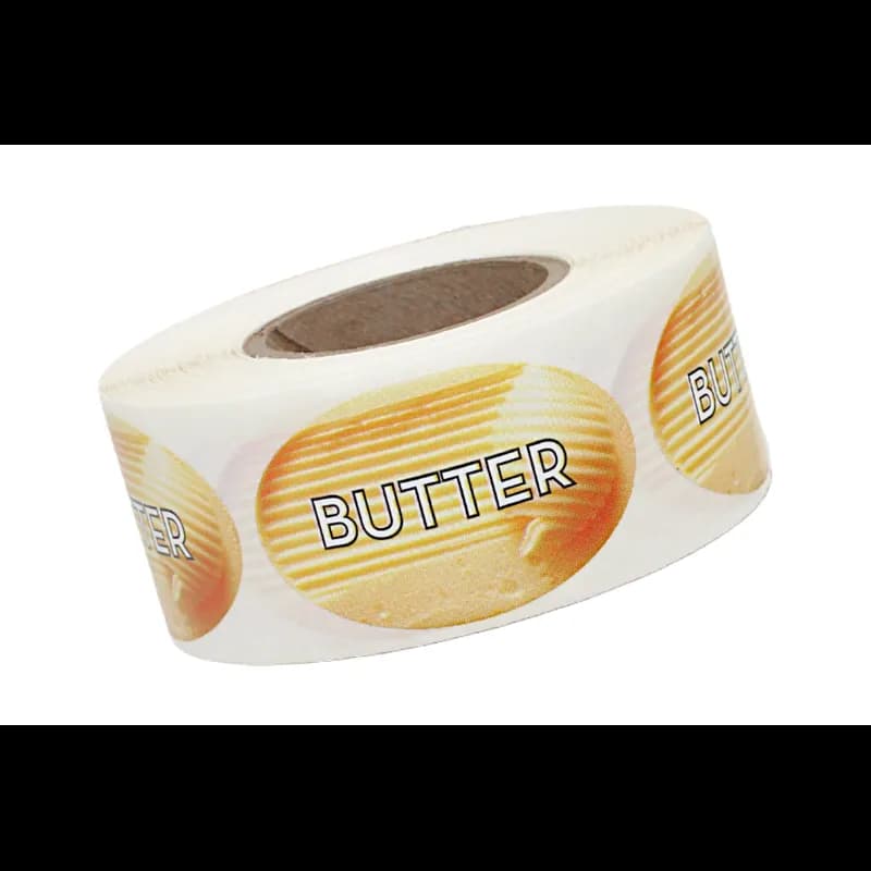 Butter Bakery Flavor Label 1.25X2 IN Oval 4 Color Process 500 Count/Roll 20 Rolls/Case 10000 Count/Case