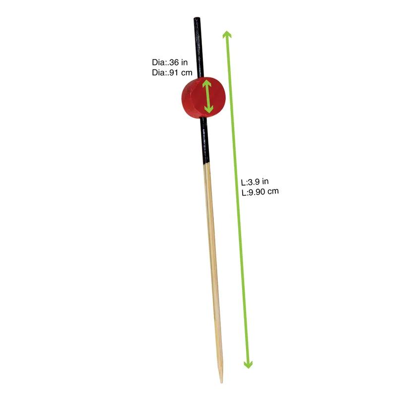 Pick 3.5 IN Bamboo Natural Black Red Bead 100 Count/Pack 20 Packs/Case 2000 Count/Case