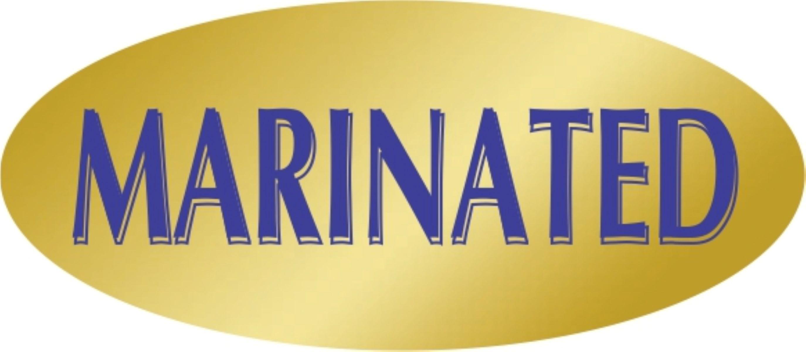 Marinated Meat Label 0.875X1.9 IN Blue Gold Oval 500 Count/Roll 10 Rolls/Case 5000 Count/Case