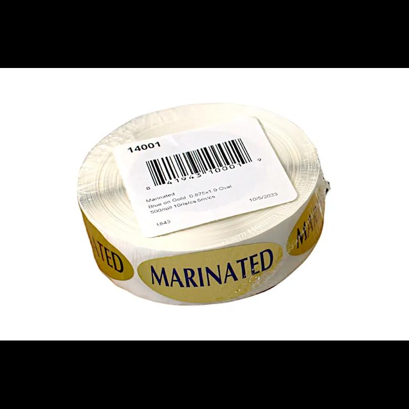 Marinated Meat Label 0.875X1.9 IN Blue Gold Oval 500 Count/Roll 10 Rolls/Case 5000 Count/Case