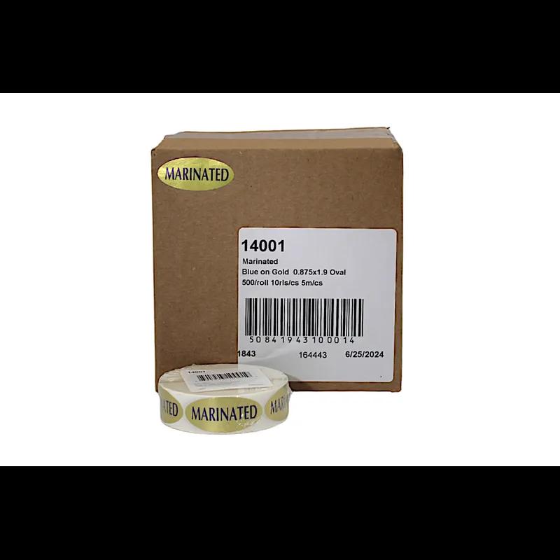 Marinated Meat Label 0.875X1.9 IN Blue Gold Oval 500 Count/Roll 10 Rolls/Case 5000 Count/Case