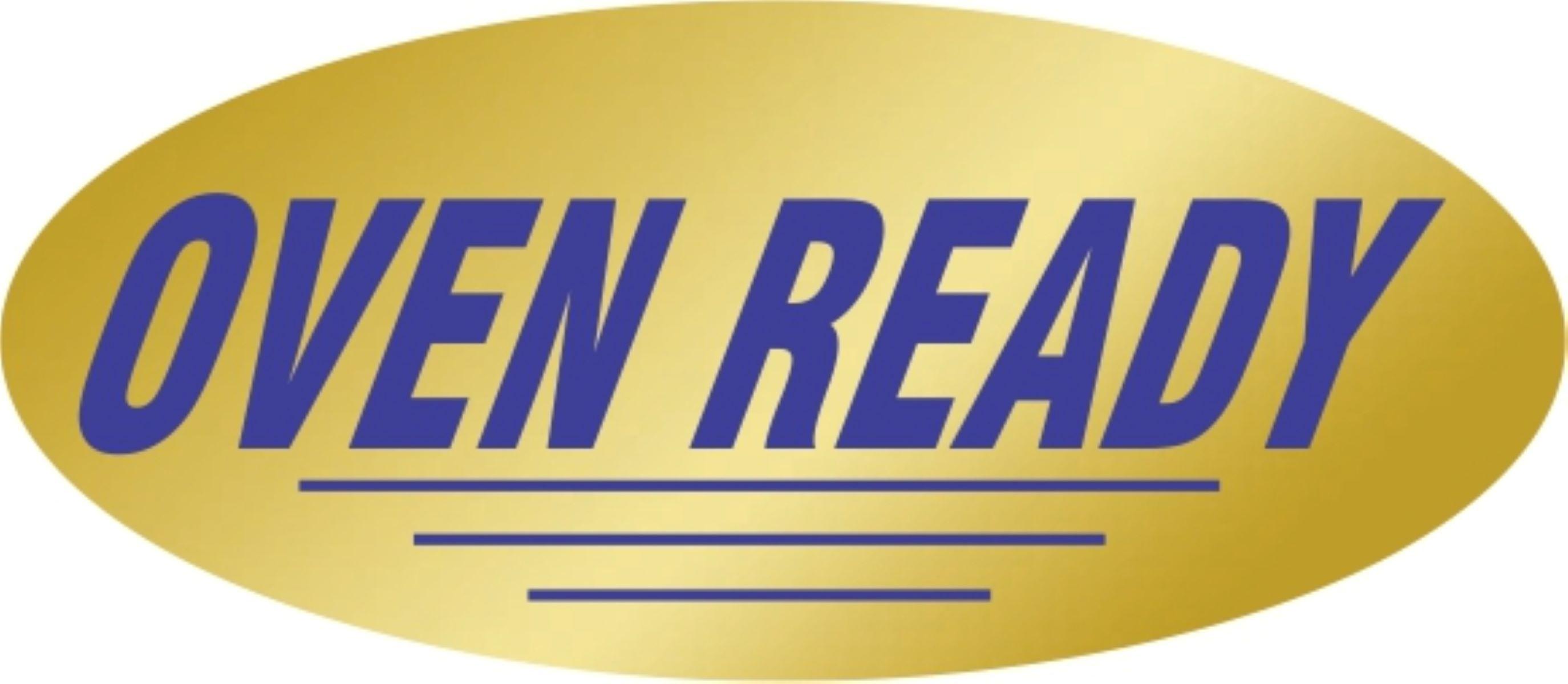 Oven Ready Meat Label 0.875X1.9 IN Blue Gold Oval 500 Count/Roll 10 Rolls/Case 5000 Count/Case