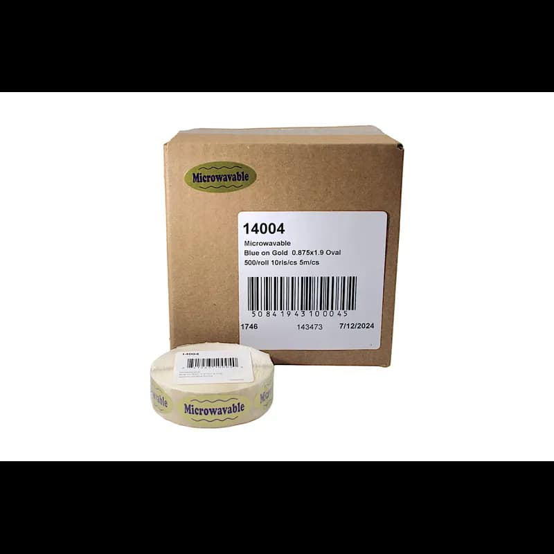 Microwavable Meat Label 0.875X1.9 IN Blue Gold Oval 500 Count/Roll 10 Rolls/Case 5000 Count/Case