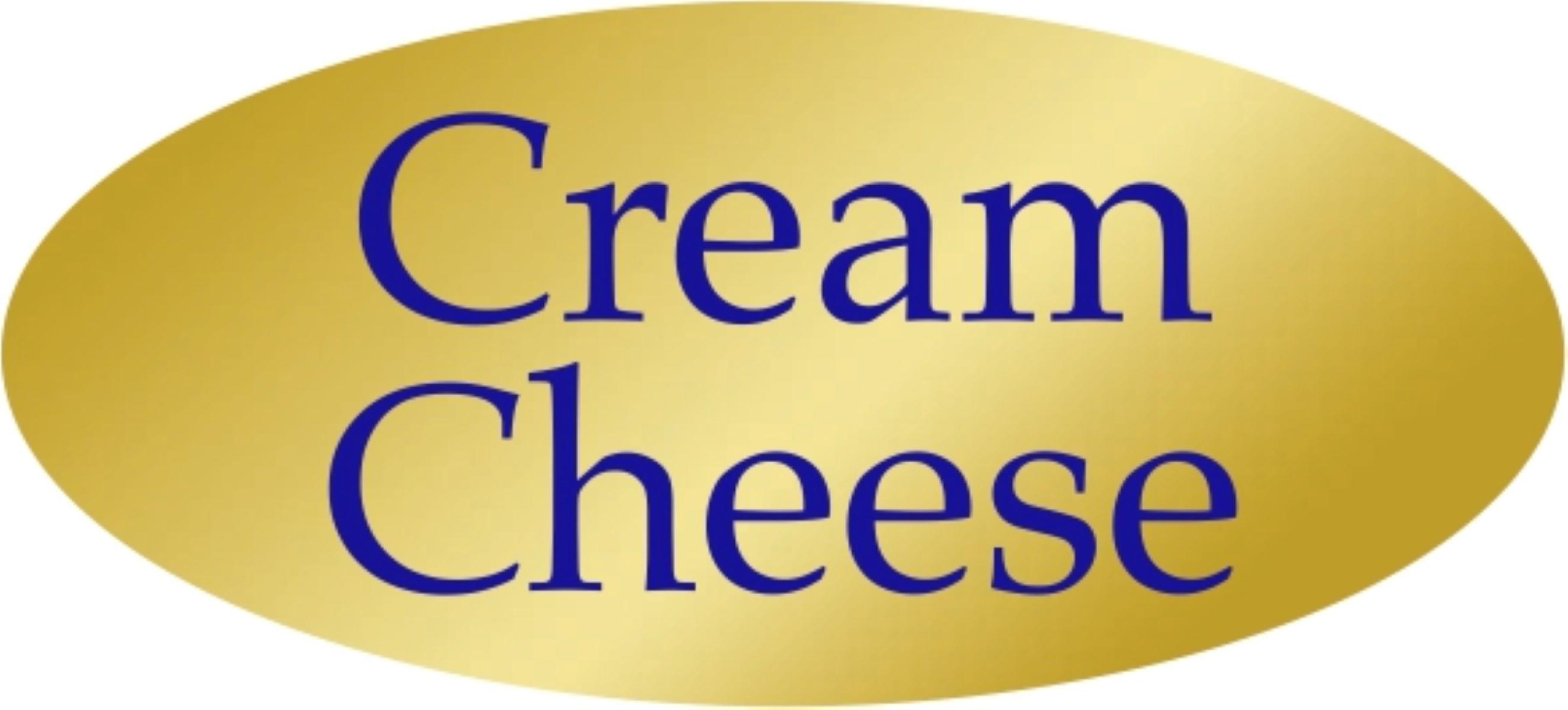 Cream Cheese Deli Label 0.875X1.9 IN Blue Gold Oval 500 Count/Roll 10 Rolls/Case 5000 Count/Case