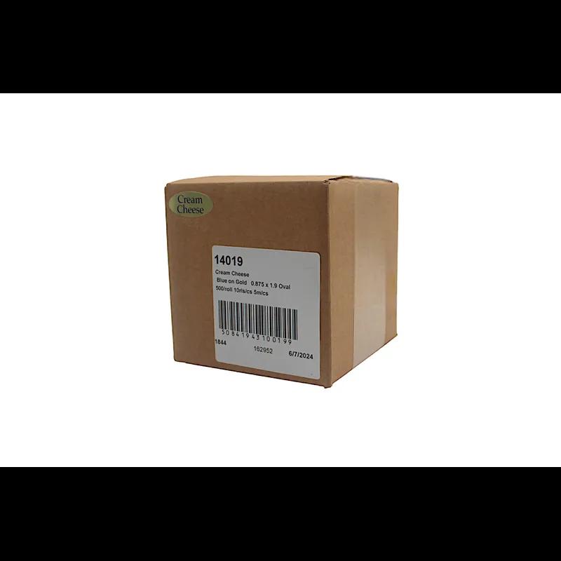 Cream Cheese Deli Label 0.875X1.9 IN Blue Gold Oval 500 Count/Roll 10 Rolls/Case 5000 Count/Case