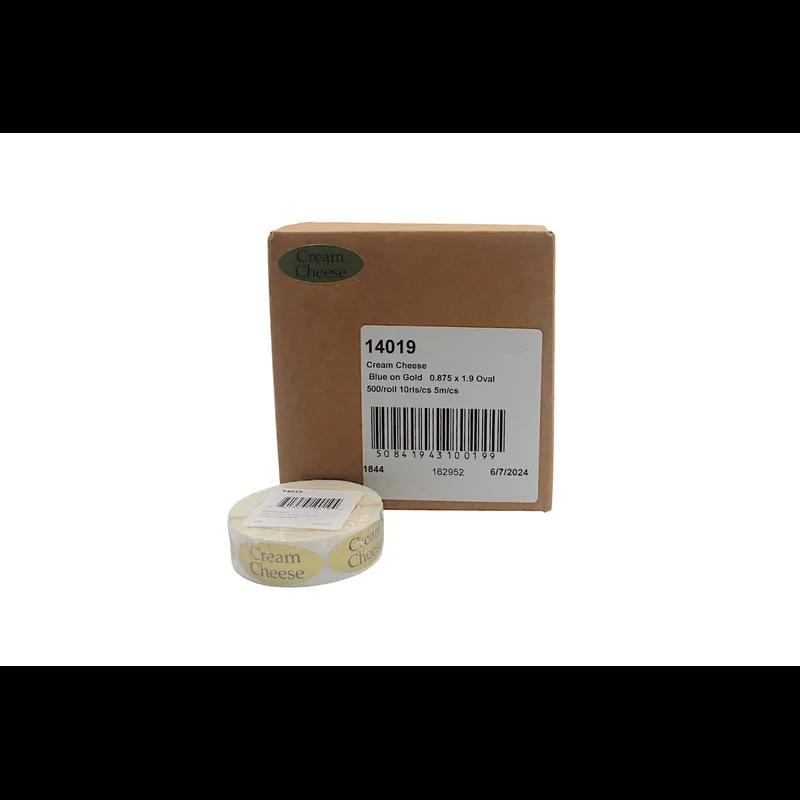 Cream Cheese Deli Label 0.875X1.9 IN Blue Gold Oval 500 Count/Roll 10 Rolls/Case 5000 Count/Case