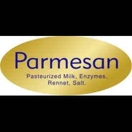 Parmesan Deli Ingredient Label 0.875X1.9 IN Blue Gold Oval Ingredients 500 Count/Roll 10 Rolls/Case 5000 Count/Case