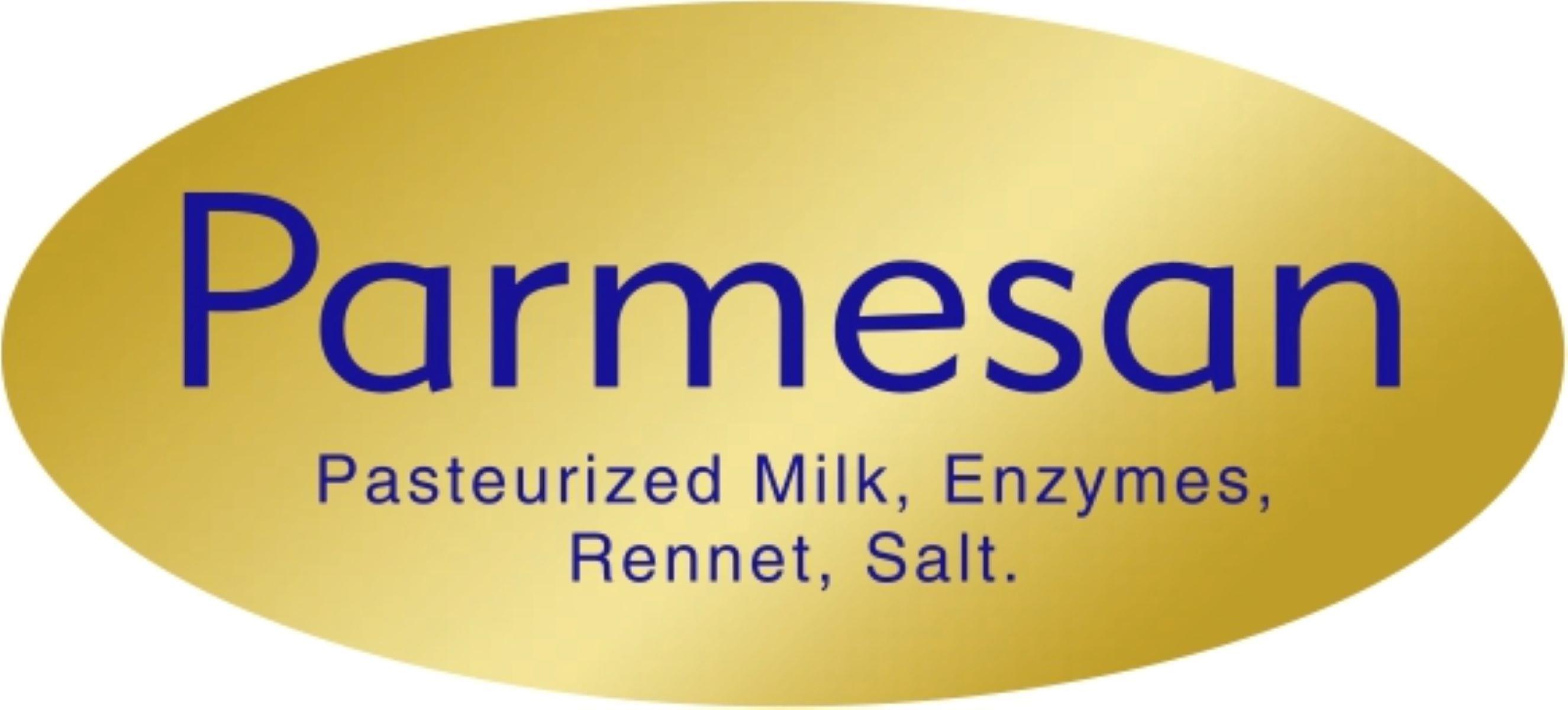 Parmesan Deli Ingredient Label 0.875X1.9 IN Blue Gold Oval Ingredients 500 Count/Roll 10 Rolls/Case 5000 Count/Case