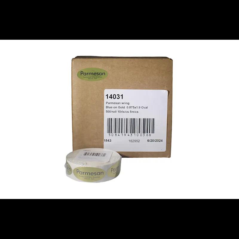 Parmesan Deli Ingredient Label 0.875X1.9 IN Blue Gold Oval Ingredients 500 Count/Roll 10 Rolls/Case 5000 Count/Case