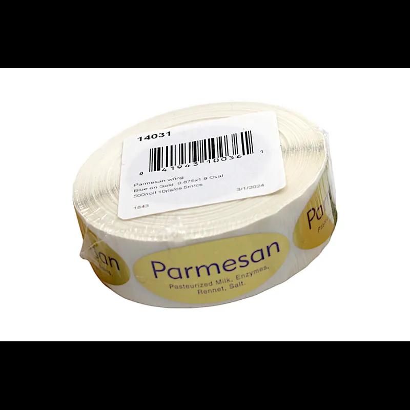 Parmesan Deli Ingredient Label 0.875X1.9 IN Blue Gold Oval Ingredients 500 Count/Roll 10 Rolls/Case 5000 Count/Case