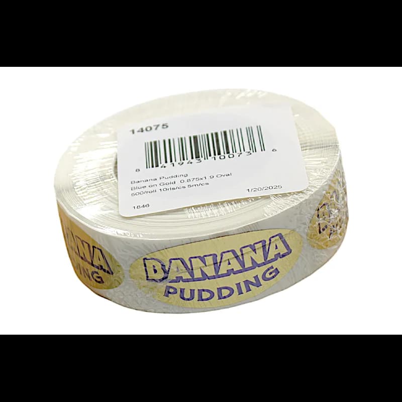 Banana Pudding Deli Label 0.875X1.9 IN Blue Gold Oval 500 Count/Roll 10 Rolls/Case 5000 Count/Case