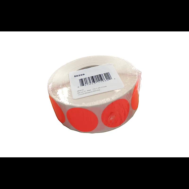 Blank Promo Write In Label 1.25 IN Black Fluorescent Red Circle 1000 Count/Roll 50 Rolls/Case 50000 Count/Case