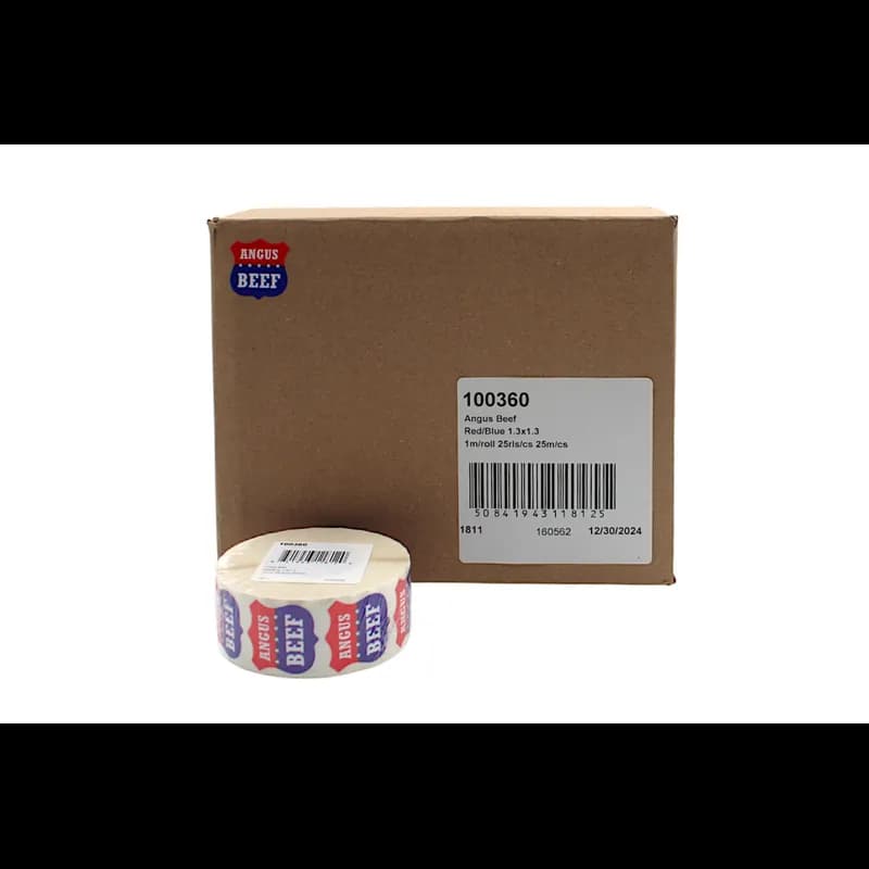 Angus Beef Meat Label 1.3X1.3 IN Red Blue Shield 1000 Count/Roll 25 Rolls/Case 25000 Count/Case