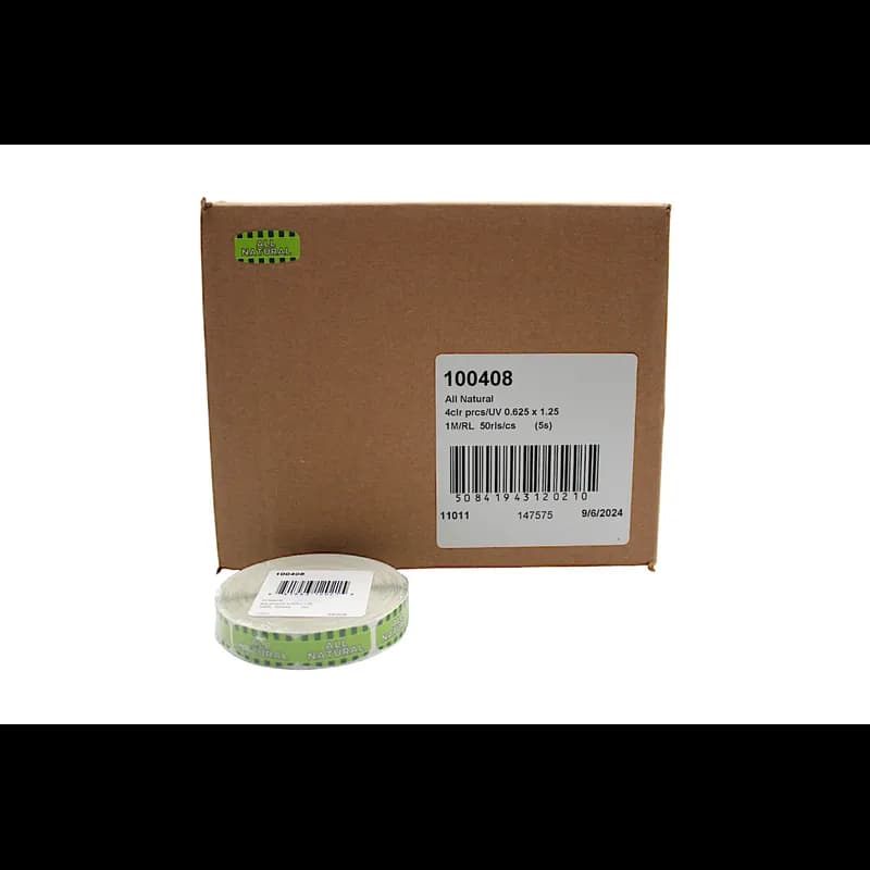 All Natural Bakery Flavor Label 0.625X1.25 IN 4 Color Process UV 1000 Count/Roll 50 Rolls/Case 50000 Count/Case
