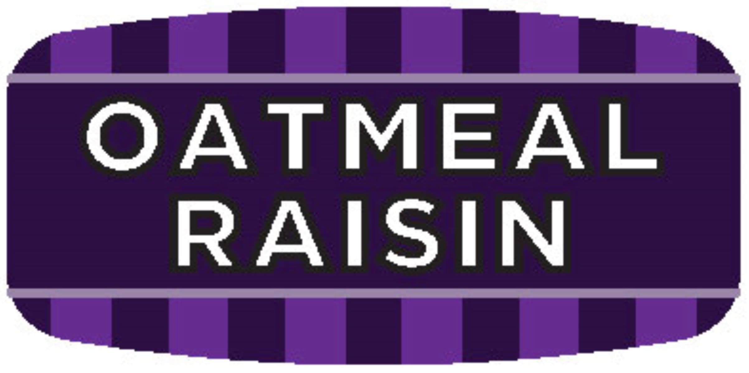 Oatmeal Raisin Bakery Flavor Label 0.625X1.25 IN 4 Color Process UV 1000 Count/Roll 50 Rolls/Case 50000 Count/Case