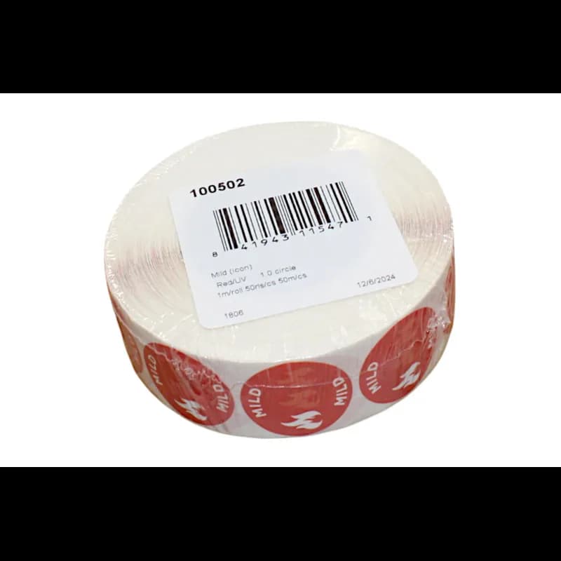 Mild Deli Label 1 IN Red Icon Circle UV 1000 Count/Roll 50 Rolls/Case 50000 Count/Case