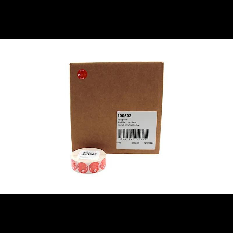 Mild Deli Label 1 IN Red Icon Circle UV 1000 Count/Roll 50 Rolls/Case 50000 Count/Case