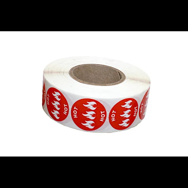Hot Deli Label 1 IN Red Icon Circle UV 1000 Count/Roll 50 Rolls/Case 50000 Count/Case
