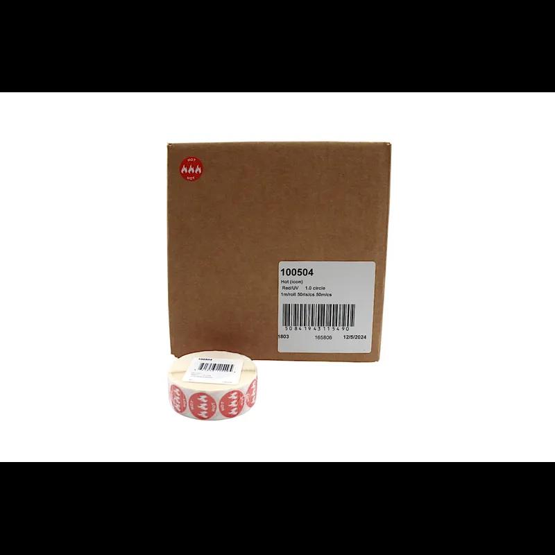 Hot Deli Label 1 IN Red Icon Circle UV 1000 Count/Roll 50 Rolls/Case 50000 Count/Case