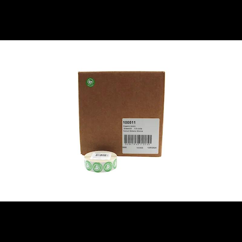 Organic Produce Label 1 IN Green Icon Circle UV 1000 Count/Roll 50 Rolls/Case 50000 Count/Case