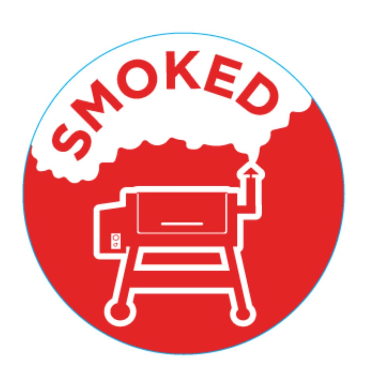 Smoked Meat Label 1 IN Red Icon Circle UV 1000 Count/Roll 50 Rolls/Case 50000 Count/Case