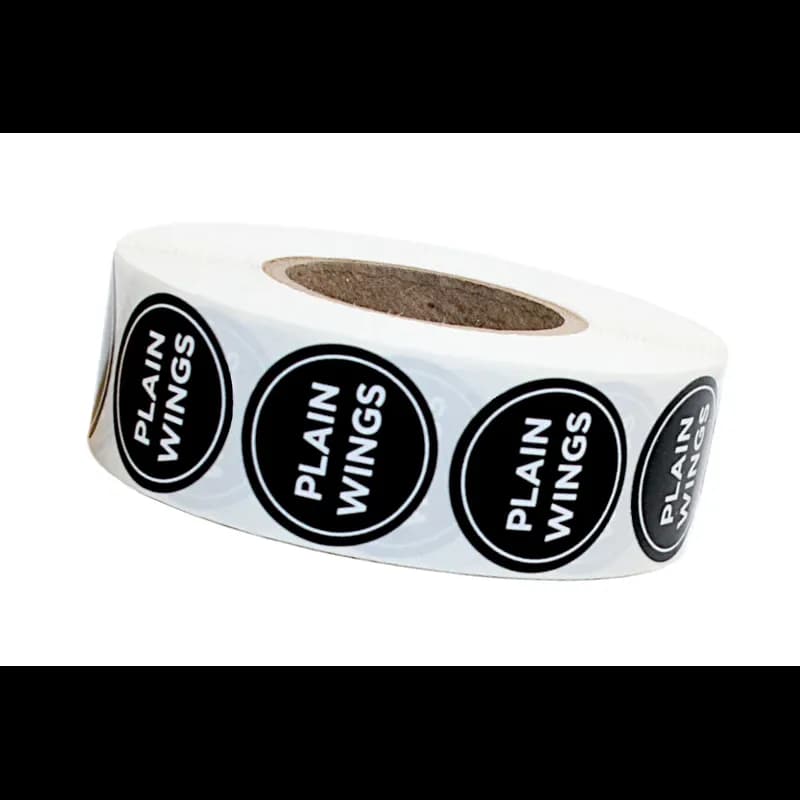 Plain Wings Deli Label 1 IN Black Icon Circle UV 1000 Count/Roll 50 Rolls/Case 50000 Count/Case