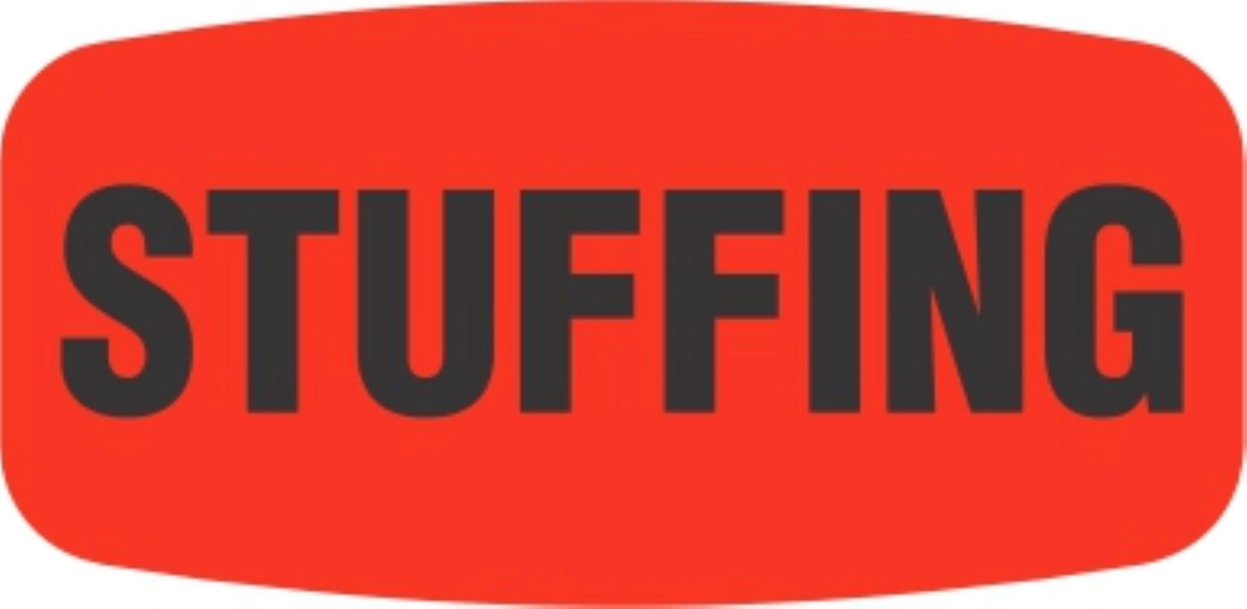 Stuffing Label 0.625X1.25 IN Black Fluorescent Red Short Oval 1000 Count/Roll 50 Rolls/Case 50000 Count/Case