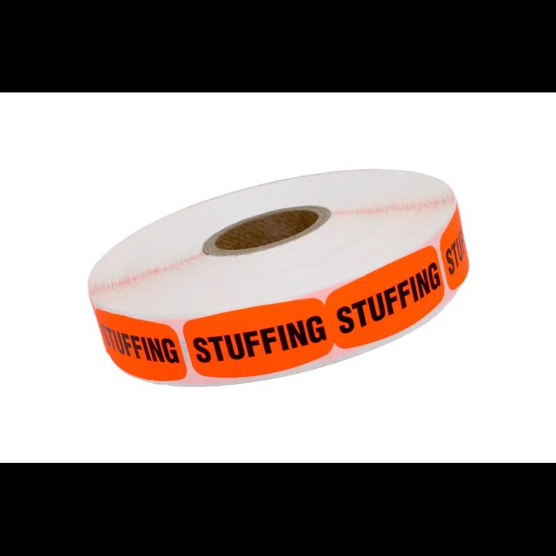 Stuffing Label 0.625X1.25 IN Black Fluorescent Red Short Oval 1000 Count/Roll 50 Rolls/Case 50000 Count/Case